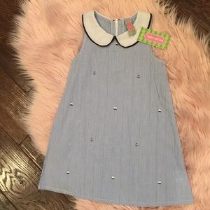 Size 4 striped dress with collar, NWT